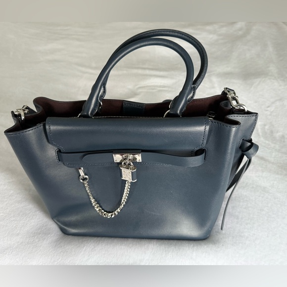 Michael Kors Hamilton Legacy Elegant Navy Leather Handbag - Picture 2 of 8